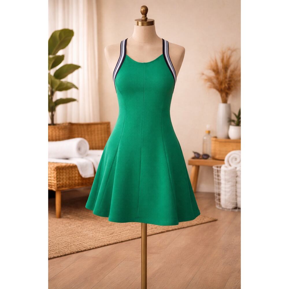Daily Practice Green Tennis Dress Medium Crisscross Back Mini Stretch Pockets